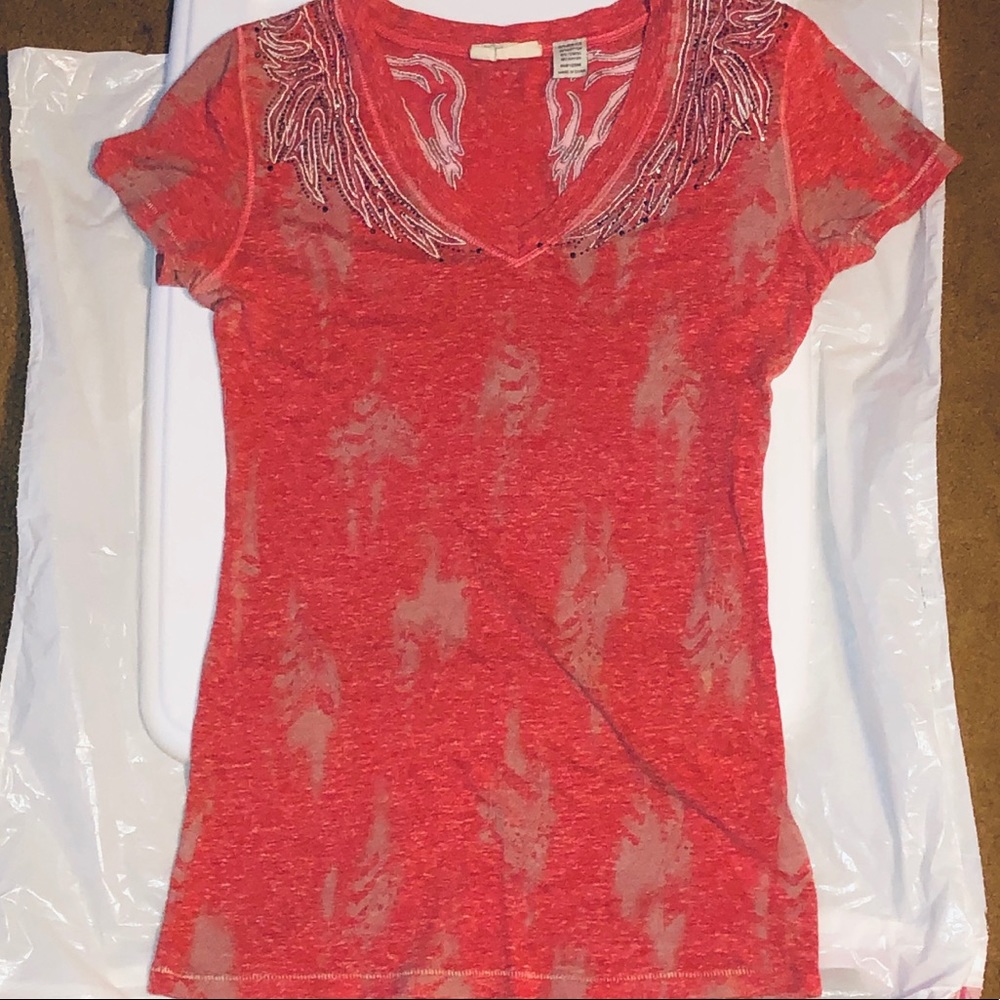 Miss Me embellished V- Neck shirt.